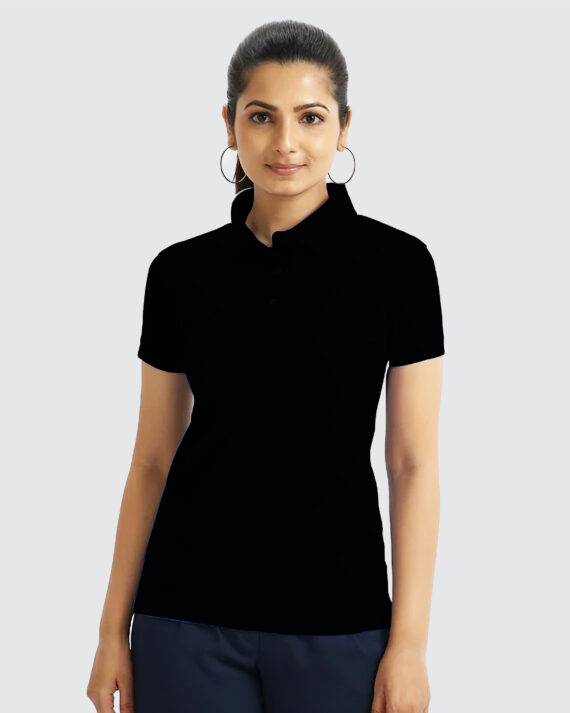 Custom T-Shirt Manufacturer | Women's Polo T-Shirt - Black