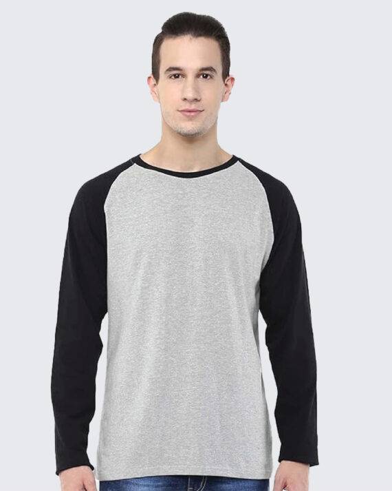 Best T-Shirt Supplier | Raglan Full Sleeve T-Shirt - Grey and Black