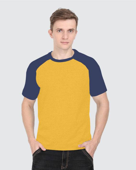Best T-Shirt Supplier | Raglan Half Sleeve T-Shirt - Yellow and Navy Heather