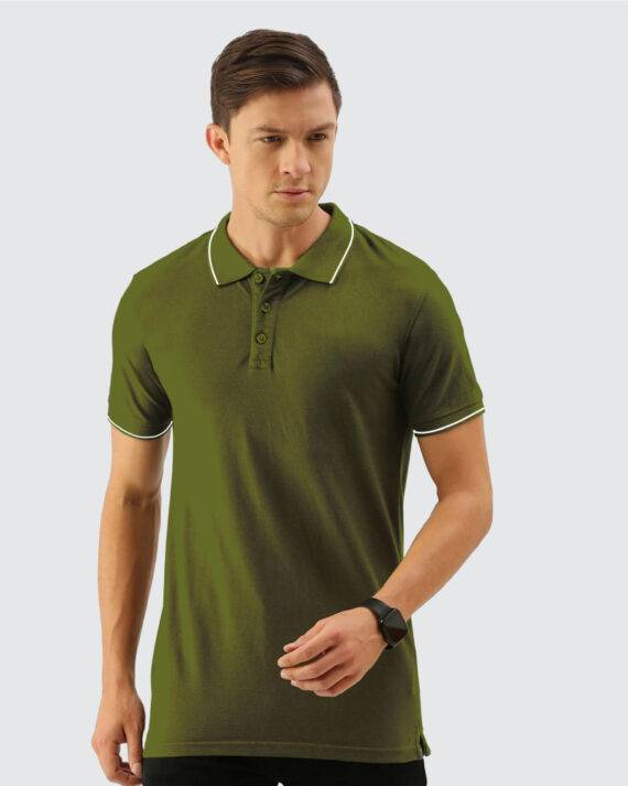 Best T-Shirt Supplier | Tipping Polo T-Shirt - Olive Green and White