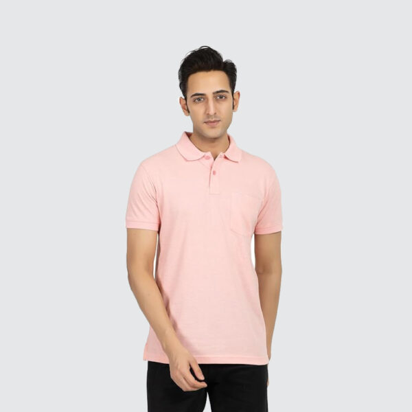 Bulk T-Shirt Manufacturer | Pocket Polo T-Shirt - Soft Pink