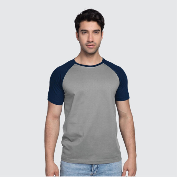 Best T-Shirt Supplier | Raglan Half Sleeve T-Shirt - Grey and Navy Heather