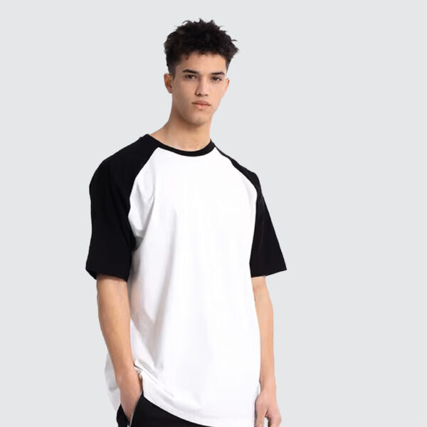 Best T-Shirt Supplier | Raglan Half Sleeve T-Shirt - White and Black