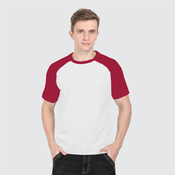 Best T-Shirt Supplier | Raglan Half Sleeve T-Shirt - White and Cardinal Heather