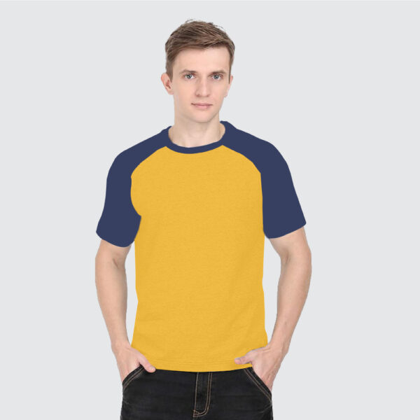 Best T-Shirt Supplier | Raglan Half Sleeve T-Shirt - Yellow and Navy Heather